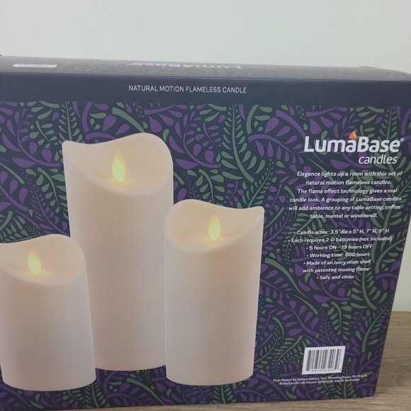 LUMABASE Battery Operated LED Resin Candles with Moving Flame (set of 3) - Picture 7 of 8